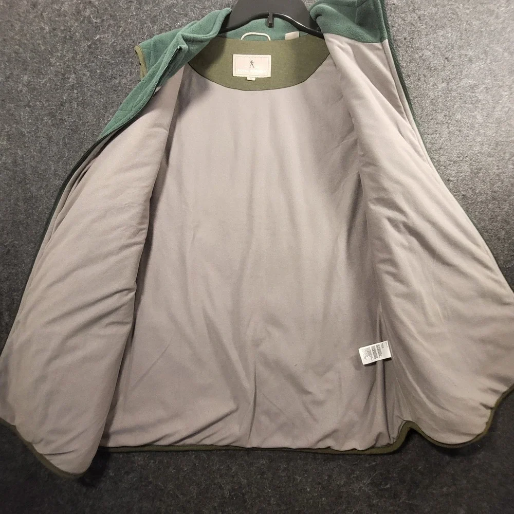 Royal Robbins Mens Quilted Fleece Vest Green Full Zip Lined Mock Neck Large
